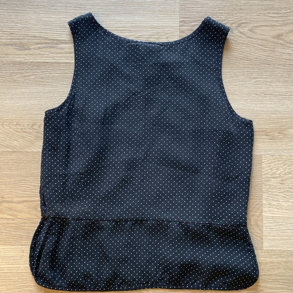 Laura Ashley Silk Polka Dot Tank Top Button Detail Black White Blouse Size 8 - Picture 5 of 7